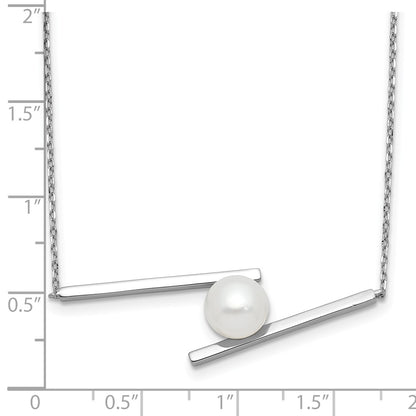 Sterling Silver Rhodium-Plated 8-9mm Fwc Pearl 16in w/1.5in Ext Necklace