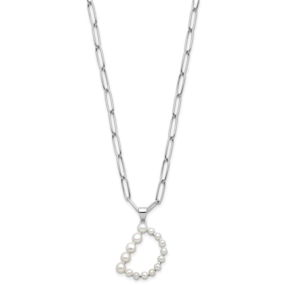 Sterling Silver Rhodium Plated 3-5.5mm Fwc Pearl Letter D 18in Necklace