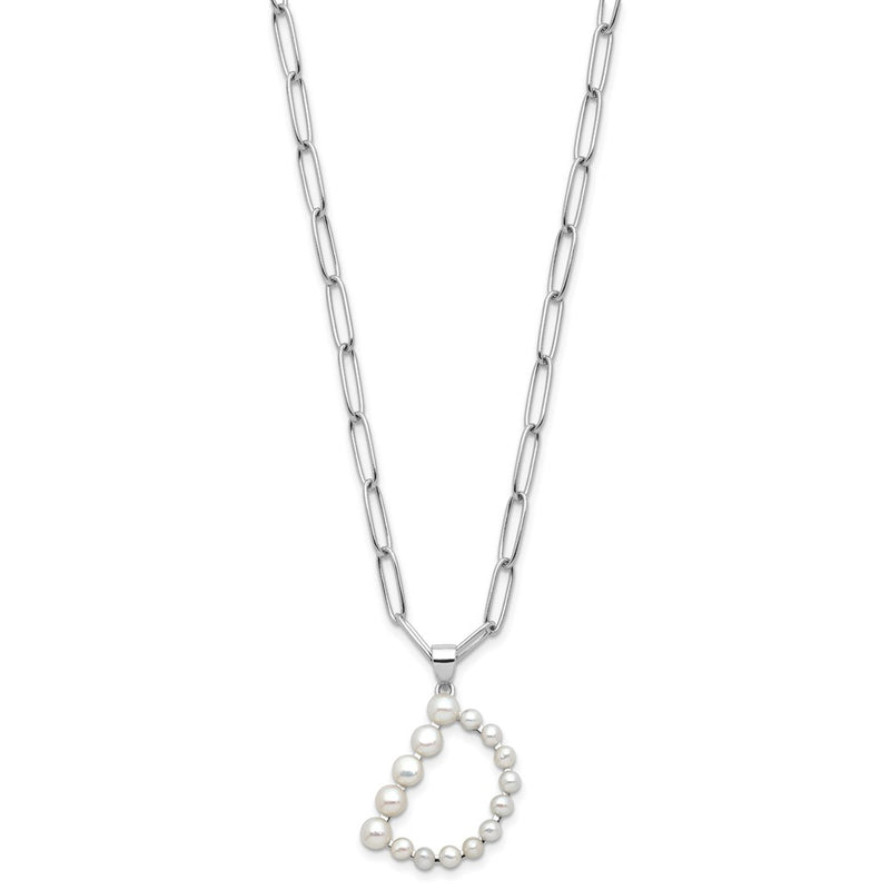 Sterling Silver Rhodium Plated 3-5.5mm Fwc Pearl Letter D 18in Necklace