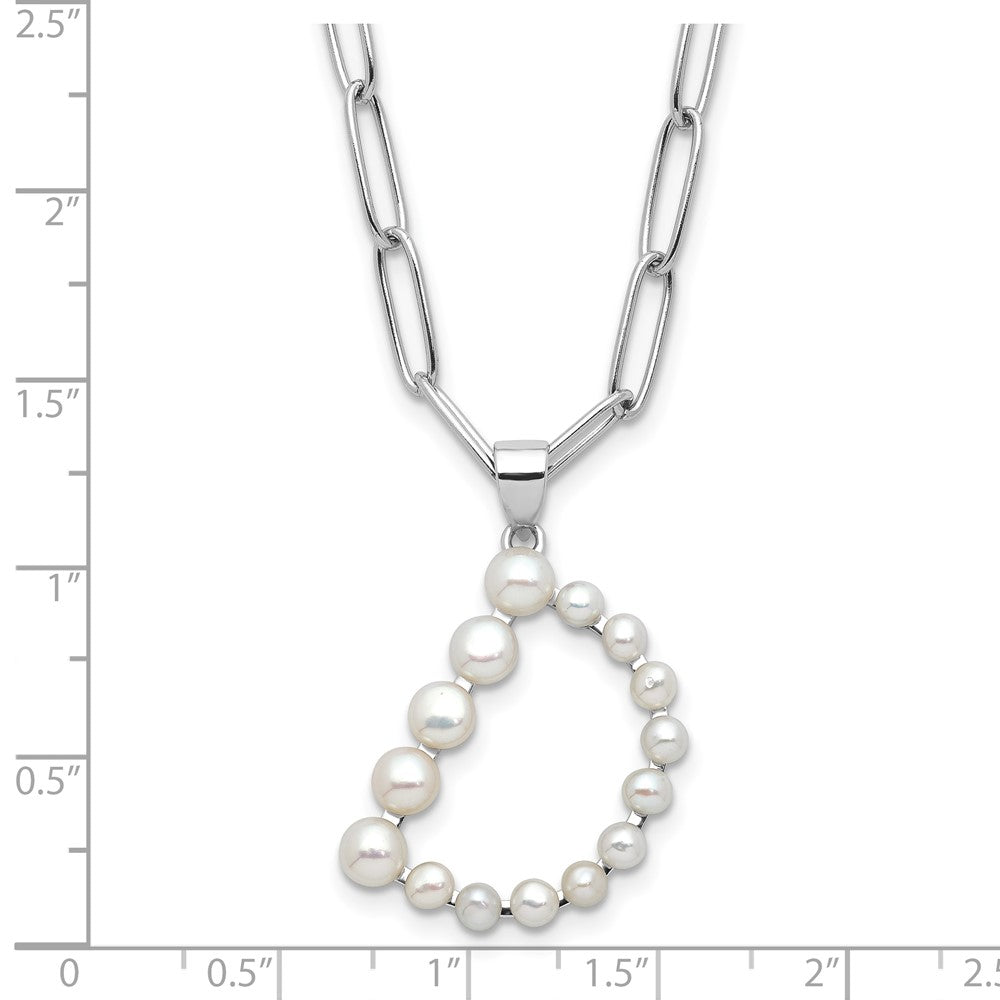 Sterling Silver Rhodium Plated 3-5.5mm Fwc Pearl Letter D 18in Necklace