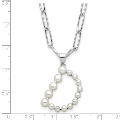 Sterling Silver Rhodium Plated 3-5.5mm Fwc Pearl Letter D 18in Necklace