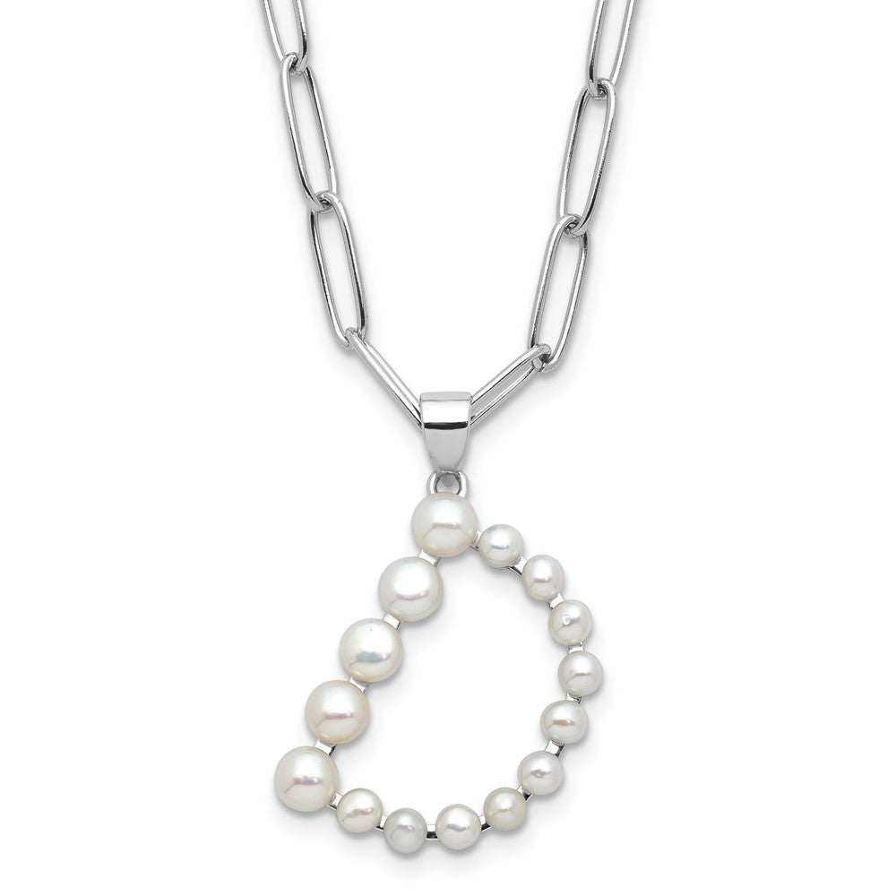 Sterling Silver Rhodium Plated 3-5.5mm Fwc Pearl Letter D 18in Necklace