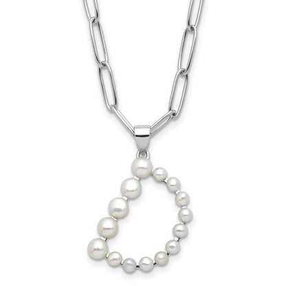Sterling Silver Rhodium Plated 3-5.5mm Fwc Pearl Letter D 18in Necklace