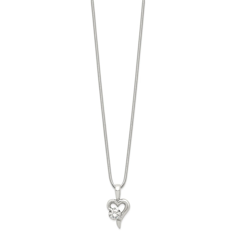 Sterling Silver Cz Heart Pendant Necklace