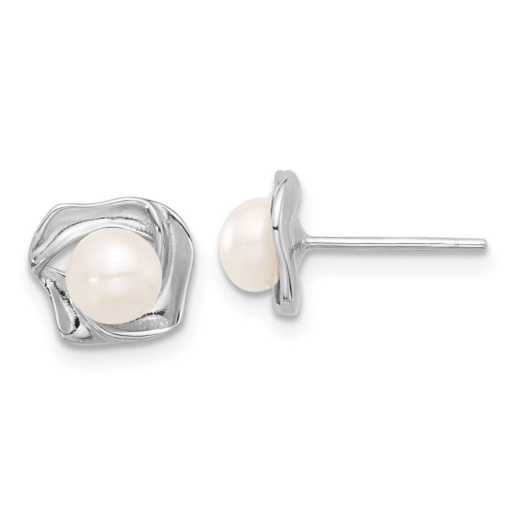 Sterling Silver Rhodium-Plated 5-7mm Fwc Pearl 18in Necklace/earring Set