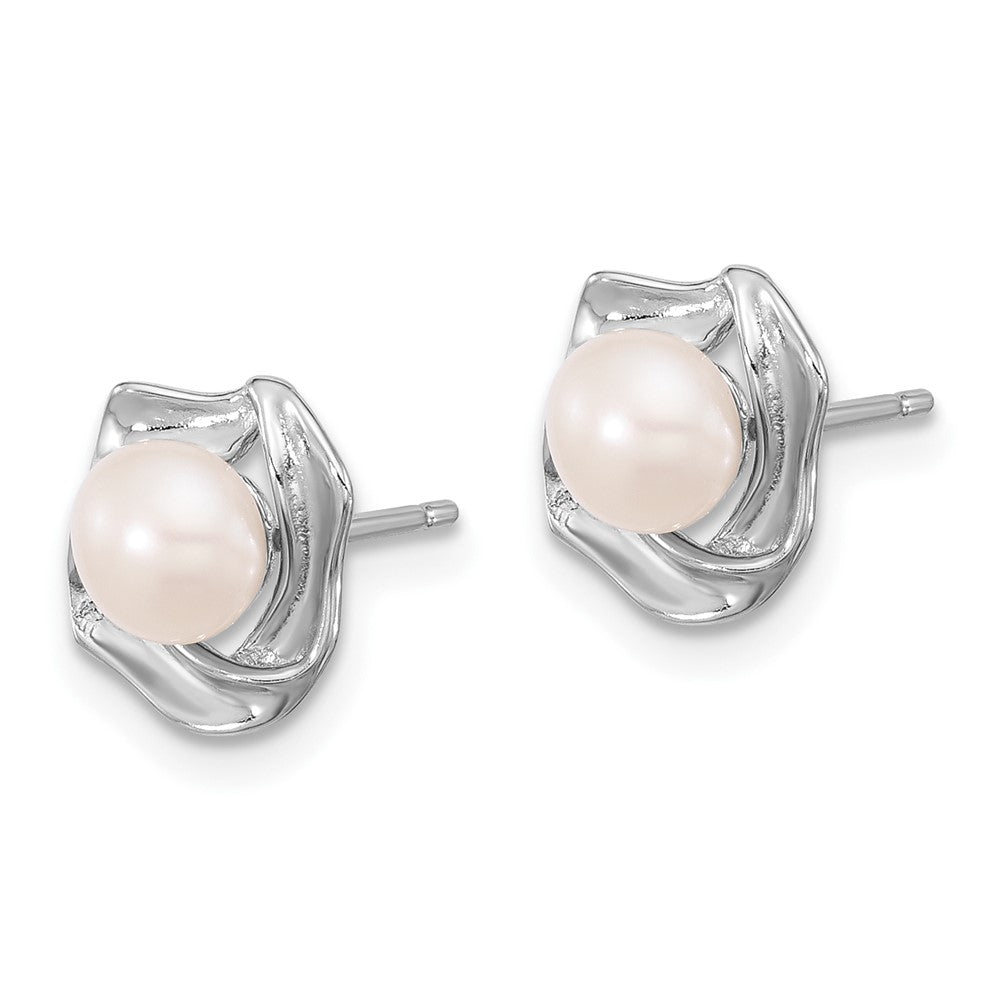 Sterling Silver Rhodium-Plated 5-7mm Fwc Pearl 18in Necklace/earring Set
