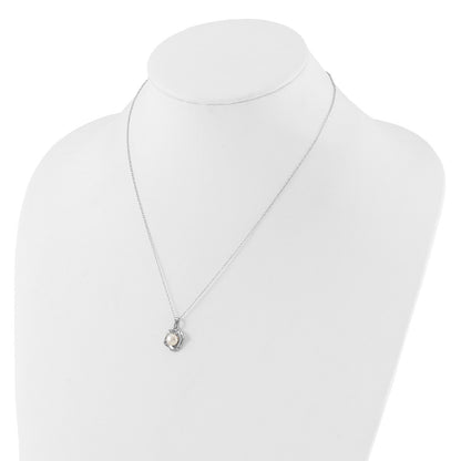 Sterling Silver Rhodium-Plated 5-7mm Fwc Pearl 18in Necklace/earring Set