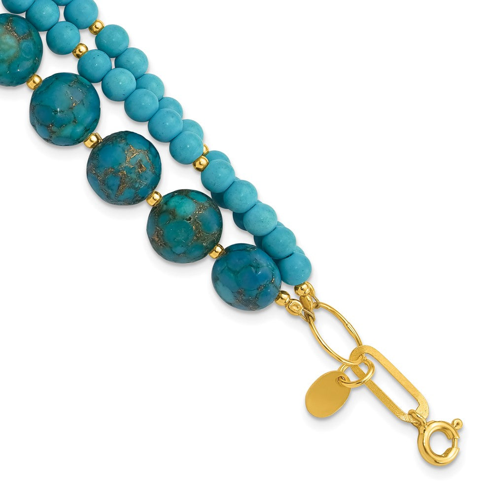 Sterling Silver Gold-Plated Recon Zircon and Turquoise 8in Bracelet