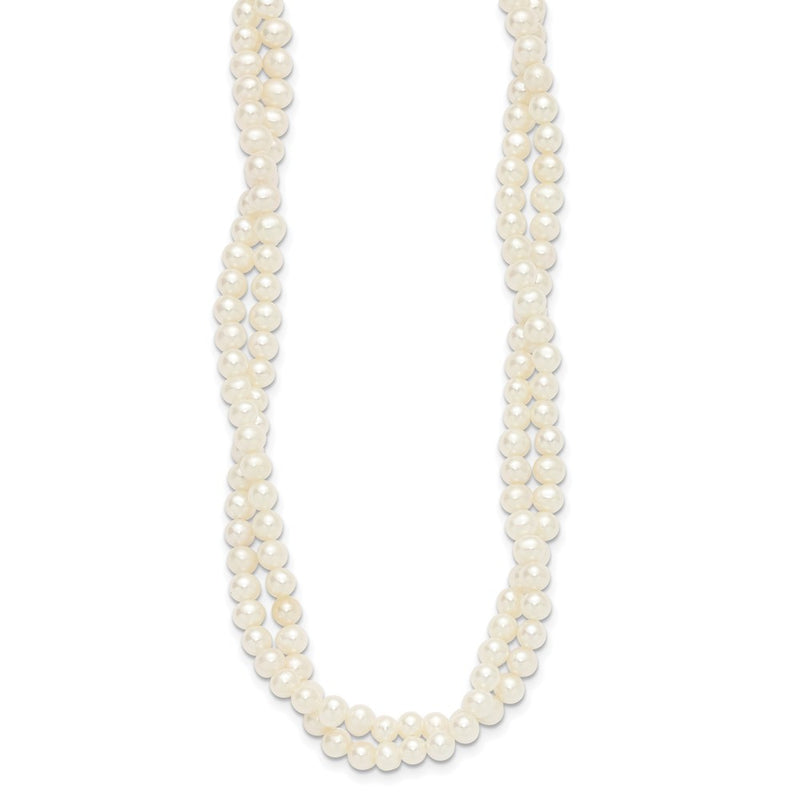 Sterling Silver Rhod 5-6mm Fwc Pearl 2 Strand 14in 2in Ext Choker