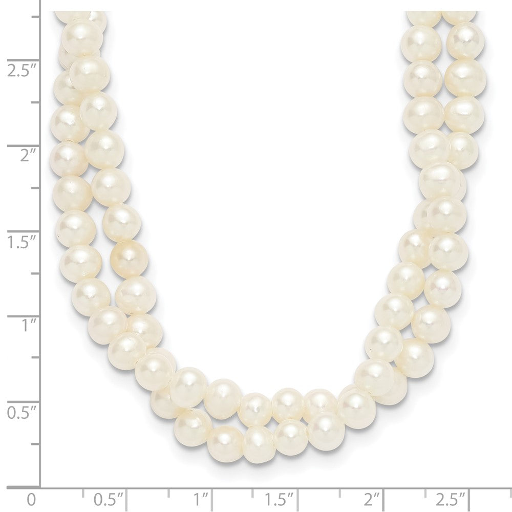 Sterling Silver Rhod 5-6mm Fwc Pearl 2 Strand 14in 2in Ext Choker