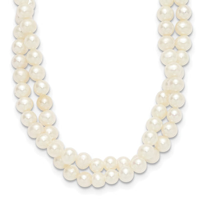 Sterling Silver Rhod 5-6mm Fwc Pearl 2 Strand 14in 2in Ext Choker