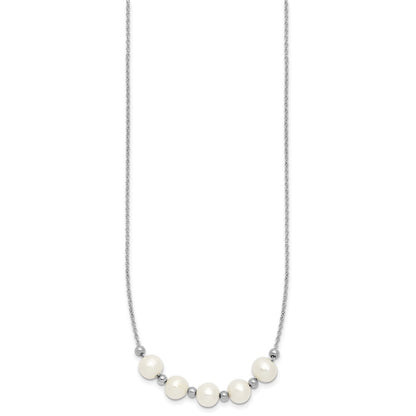 Sterling Silver Rhodium-Plated Fwc Pearl 16in with 2in Ext Necklace