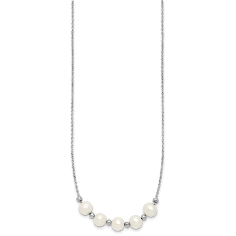 Sterling Silver Rhodium-Plated Fwc Pearl 16in with 2in Ext Necklace