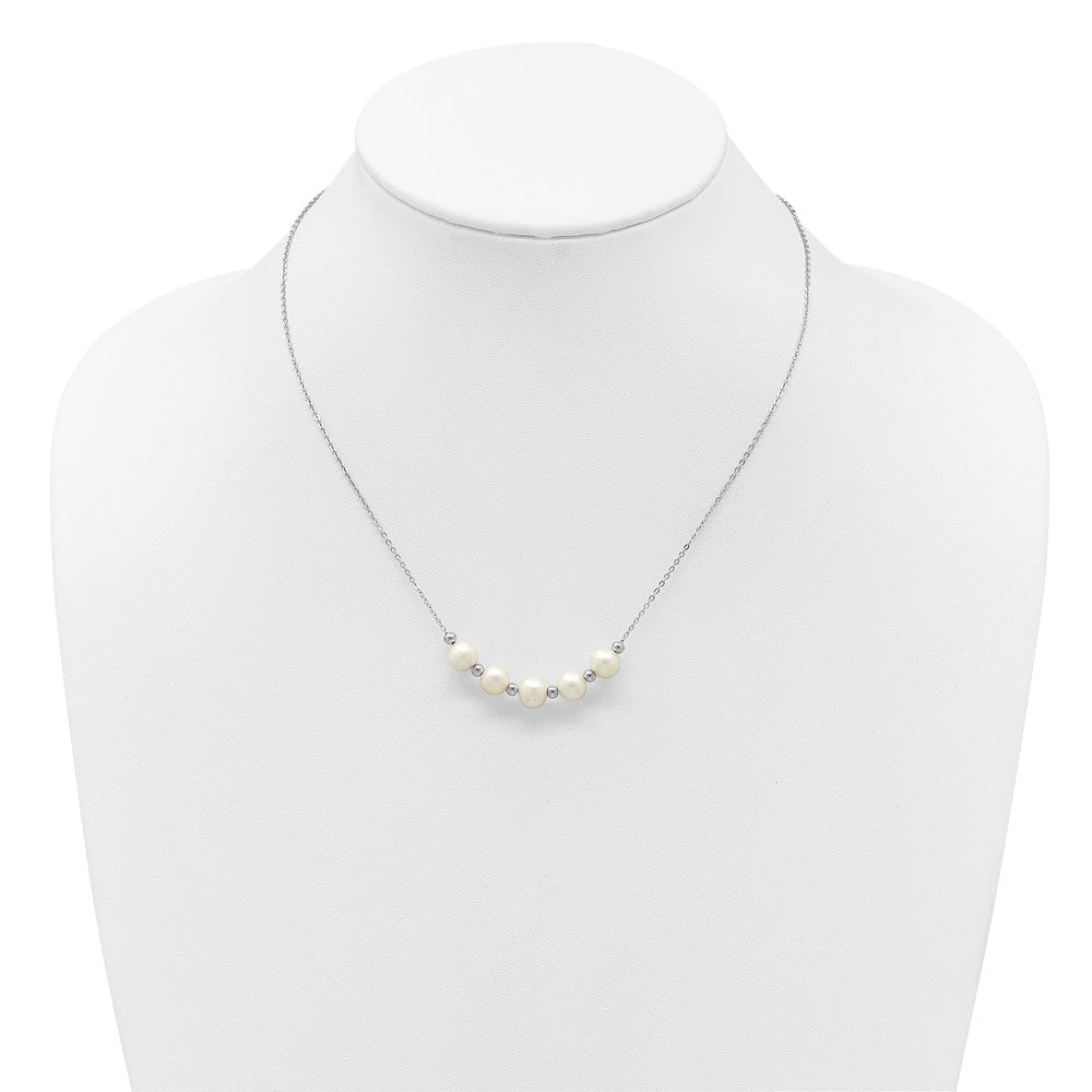 Sterling Silver Rhodium-Plated Fwc Pearl 16in with 2in Ext Necklace