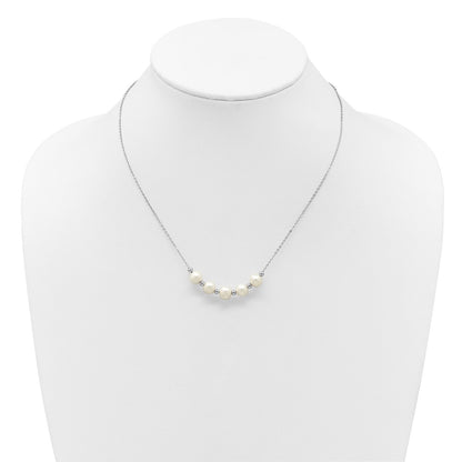 Sterling Silver Rhodium-Plated Fwc Pearl 16in with 2in Ext Necklace