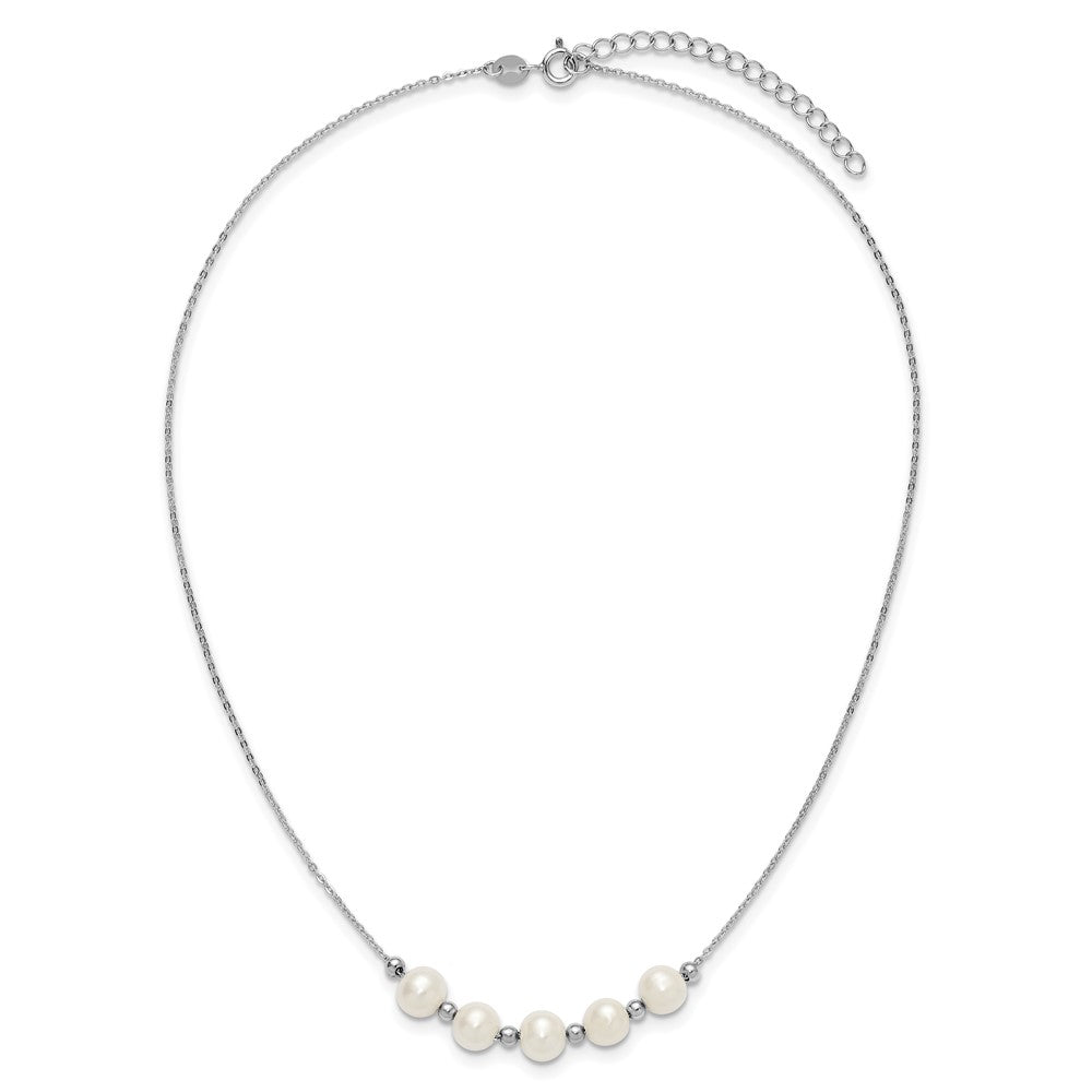Sterling Silver Rhodium-Plated Fwc Pearl 16in with 2in Ext Necklace
