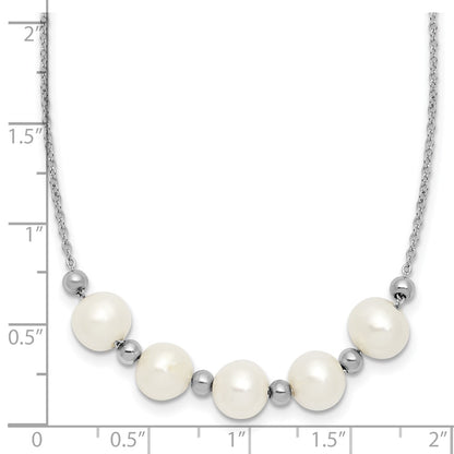 Sterling Silver Rhodium-Plated Fwc Pearl 16in with 2in Ext Necklace