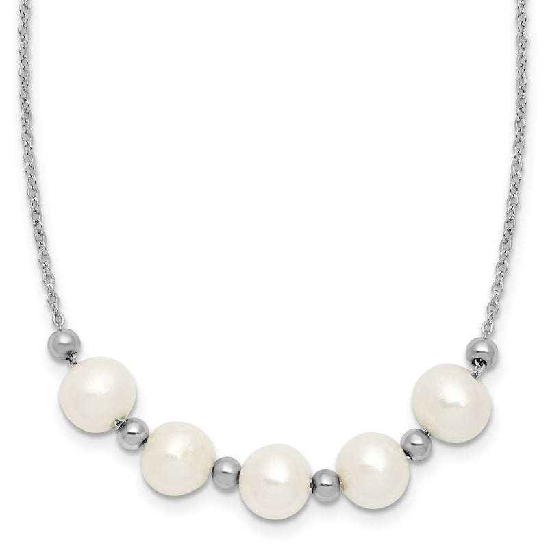 Sterling Silver Rhodium-Plated Fwc Pearl 16in with 2in Ext Necklace
