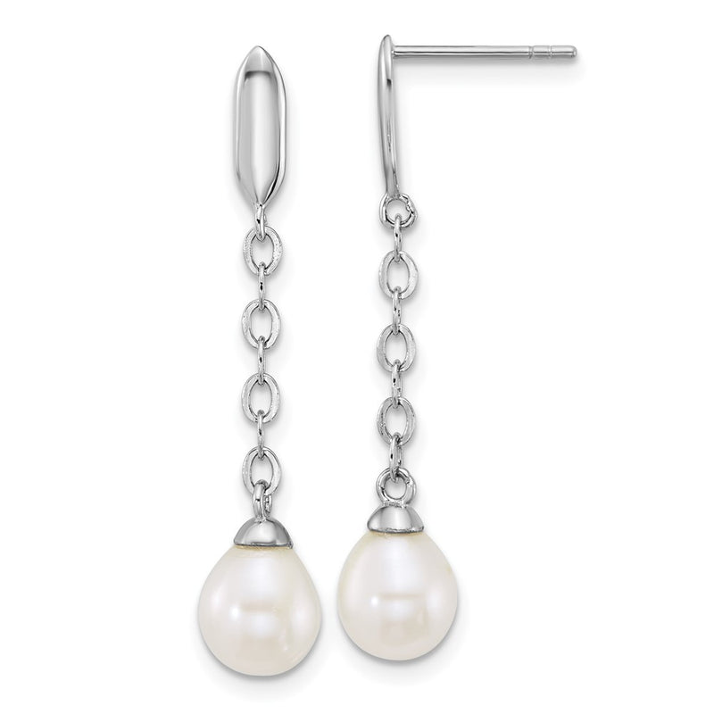 Sterling Silver Rhodium Plated Fwc Pearl 16in Necklace/dangle Earring Set