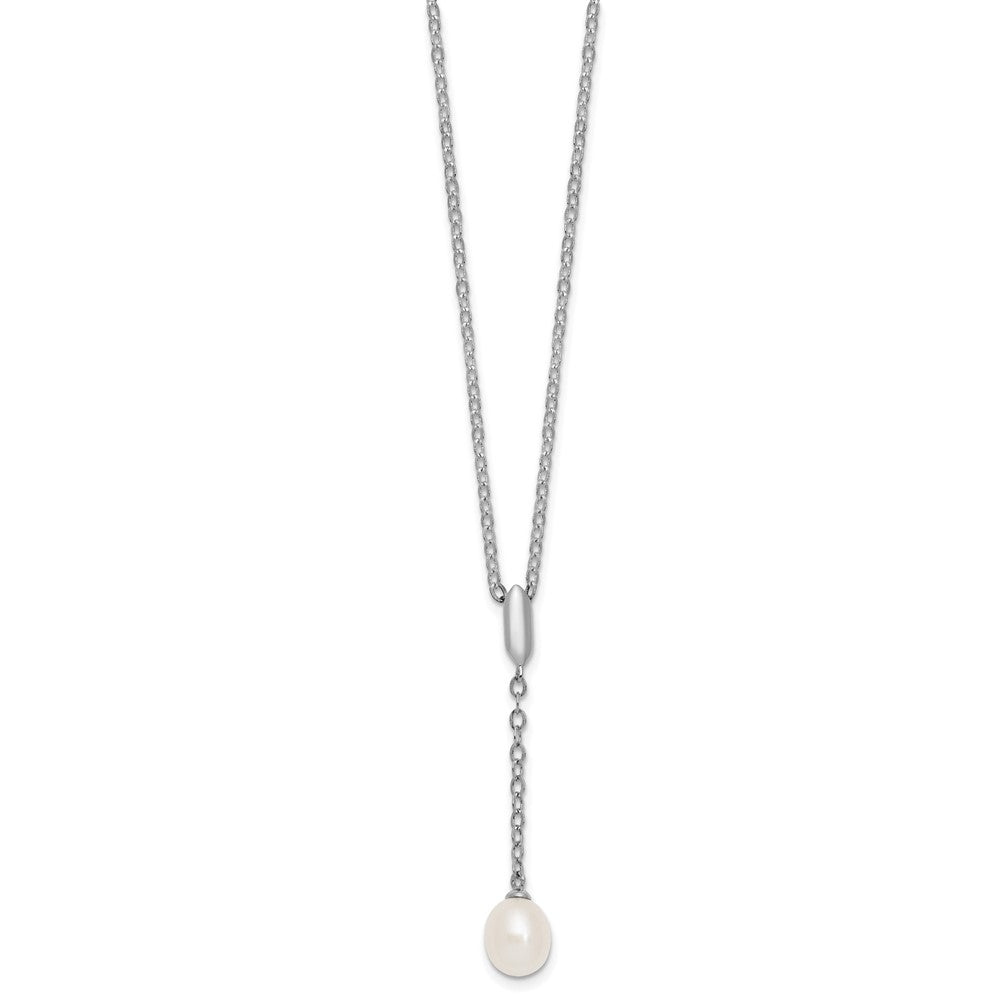 Sterling Silver Rhodium Plated Fwc Pearl 16in Necklace/dangle Earring Set