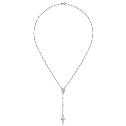 Sterling Silver Polished and Beaded Rosary Necklace