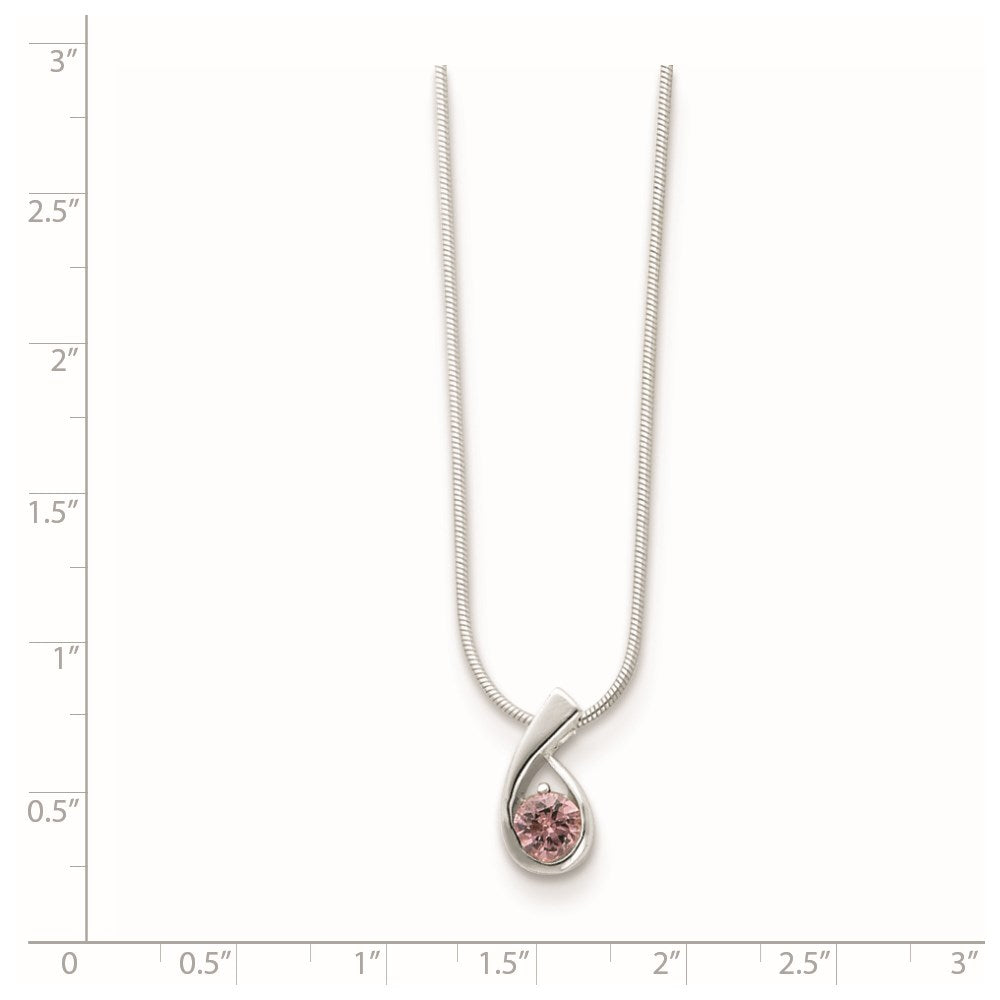 Sterling Silver Pink Cz Necklace