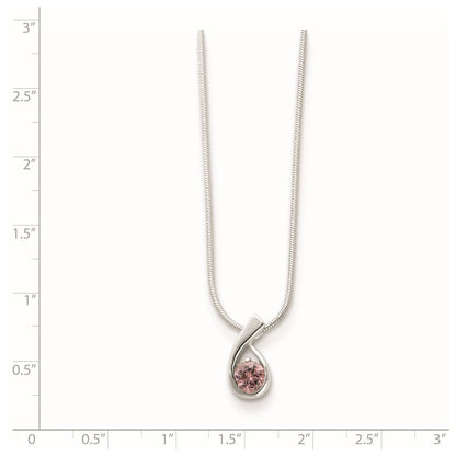 Sterling Silver Pink Cz Necklace