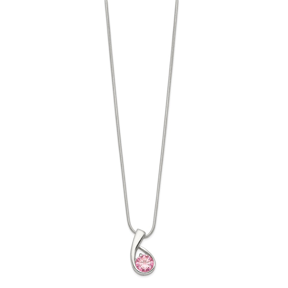 Sterling Silver Pink Cz Necklace