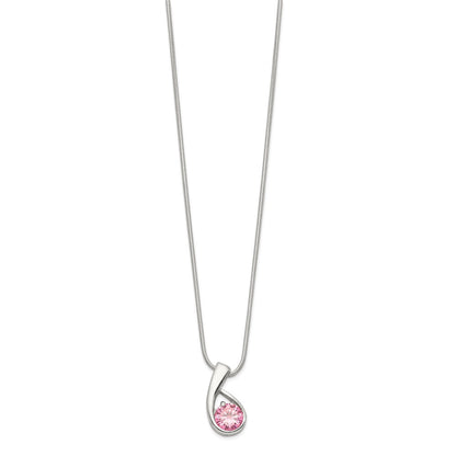 Sterling Silver Pink Cz Necklace