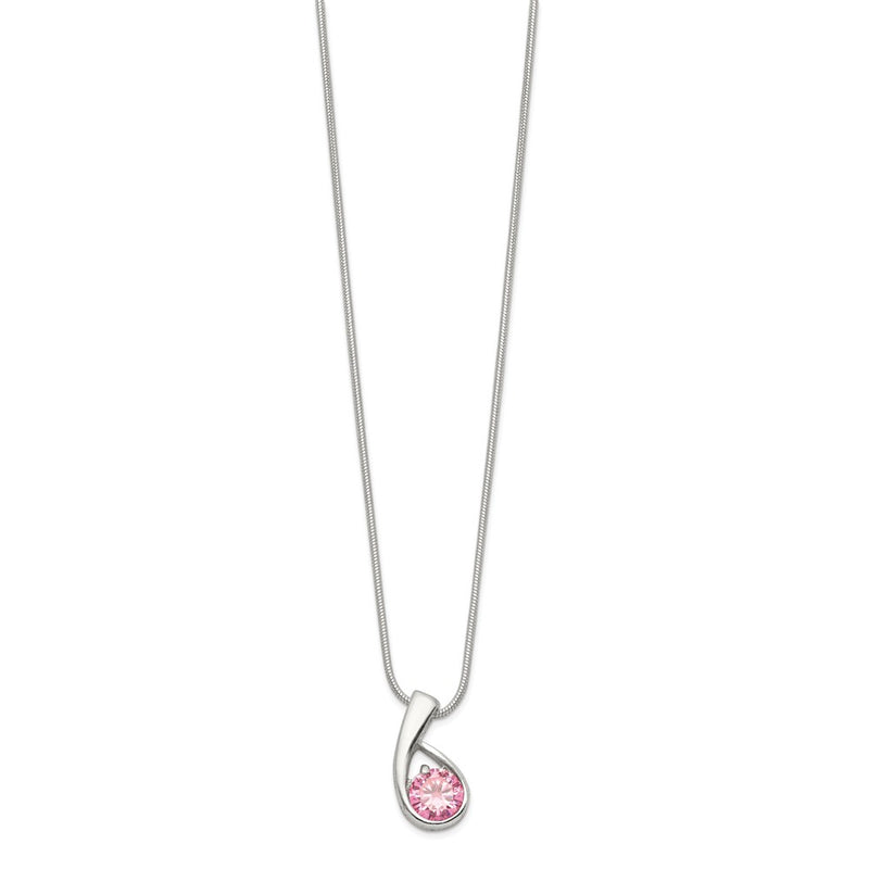 Sterling Silver Pink Cz Necklace
