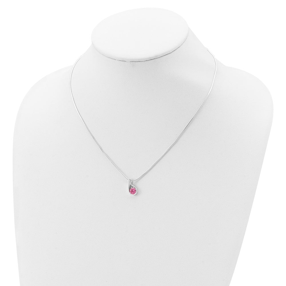 Sterling Silver Pink Cz Necklace