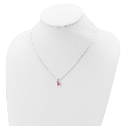 Sterling Silver Pink Cz Necklace