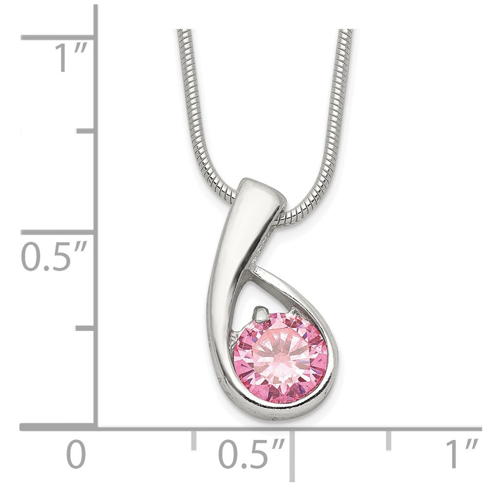 Sterling Silver Pink Cz Necklace