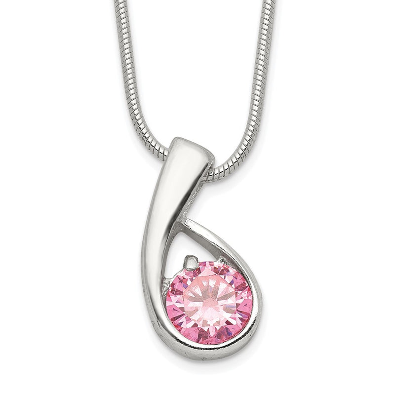 Sterling Silver Pink Cz Necklace