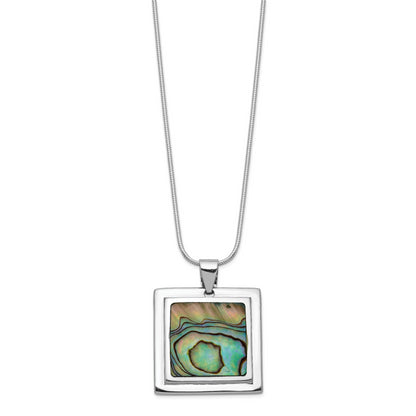 Sterling Silver Rhodium-Plated Abalone Pendant Necklace