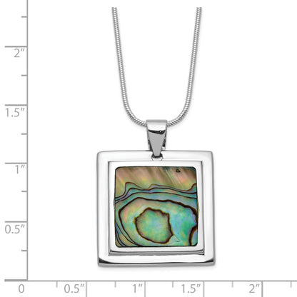 Sterling Silver Rhodium-Plated Abalone Pendant Necklace