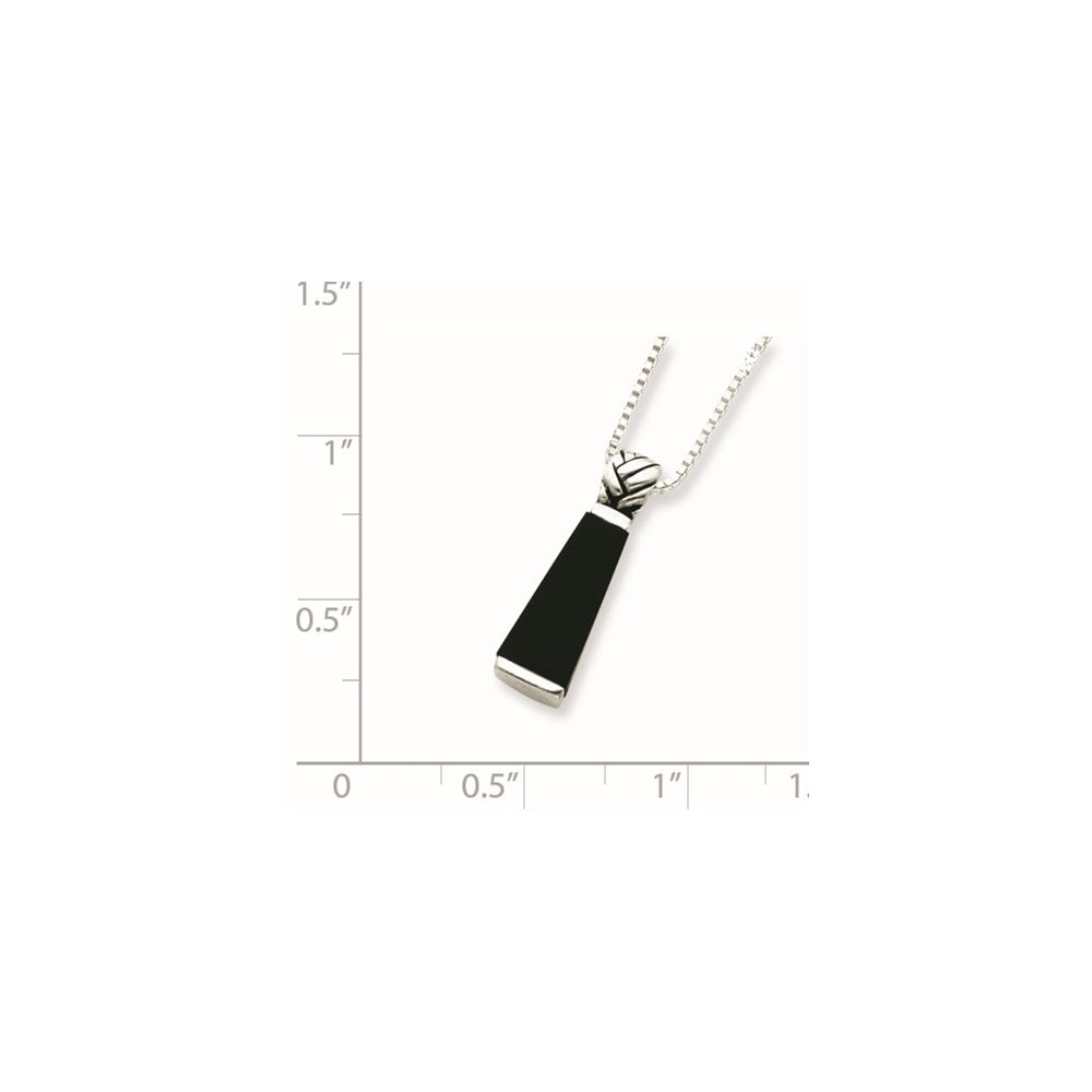 Sterling Silver Rhodium-Plated Onyx Pendant Necklace