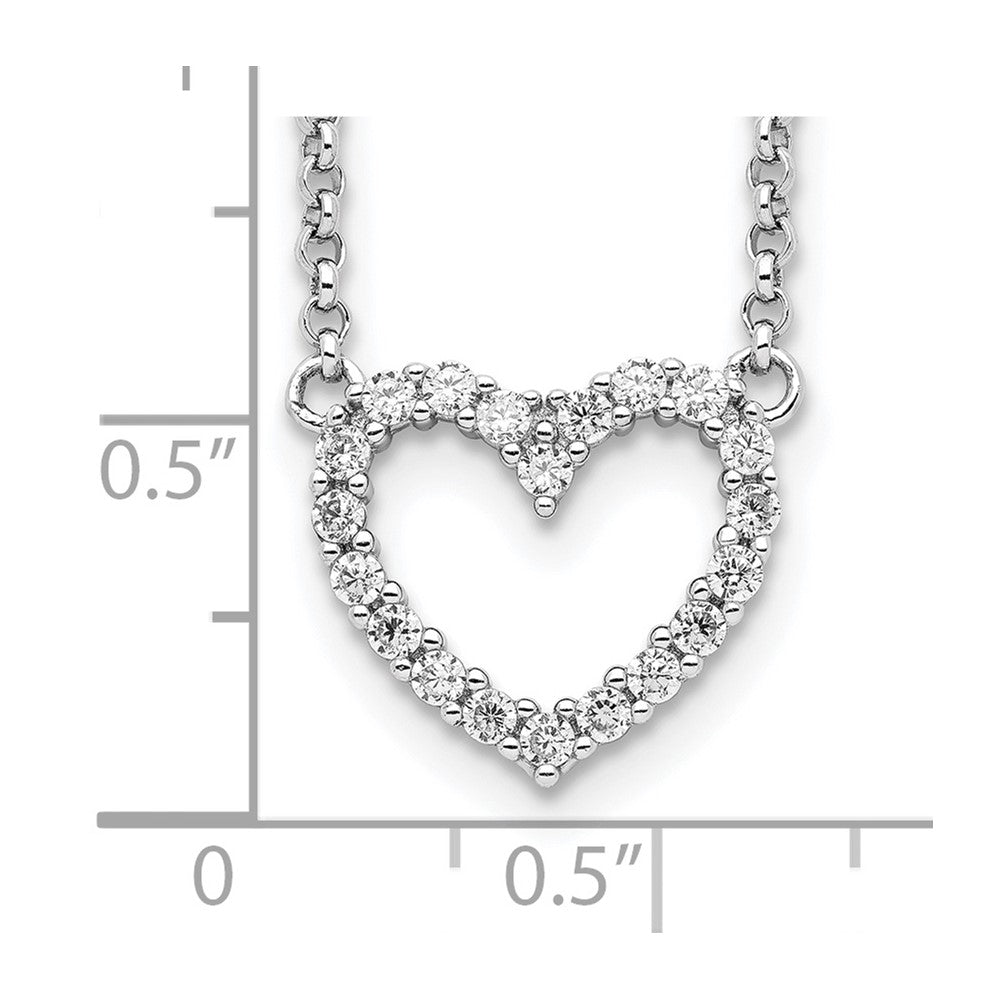 Sterling Silver Rhodium-Plated Open Heart Cz 16 Inch Necklace
