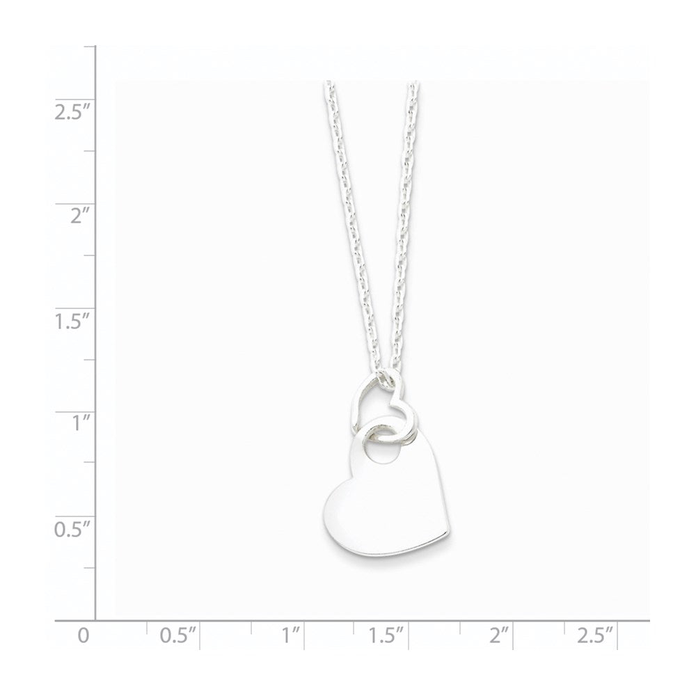 Sterling Silver Open Heart Holding A Dangle 16 Inch Necklace