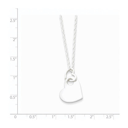 Sterling Silver Open Heart Holding A Dangle 16 Inch Necklace