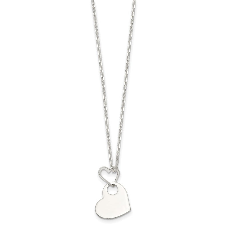 Sterling Silver Open Heart Holding A Dangle 16 Inch Necklace