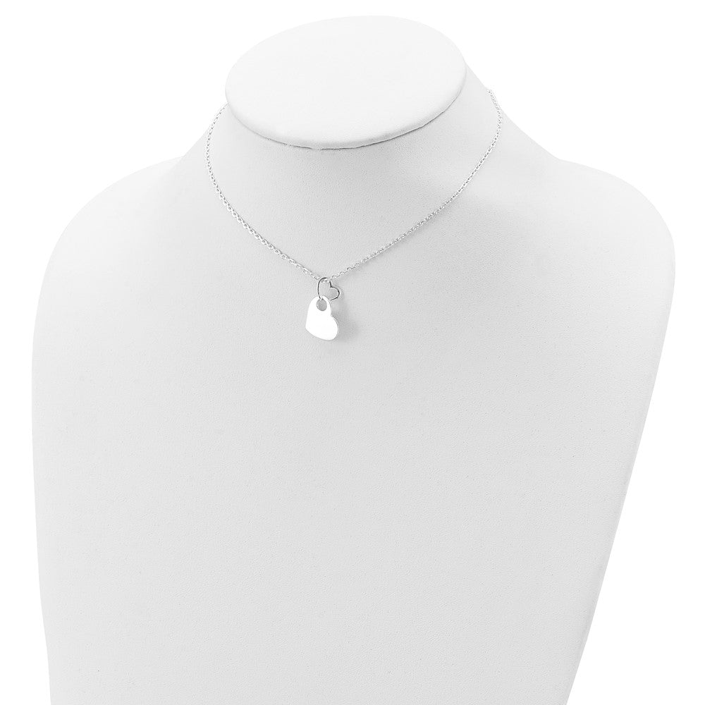 Sterling Silver Open Heart Holding A Dangle 16 Inch Necklace