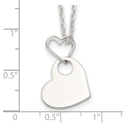 Sterling Silver Open Heart Holding A Dangle 16 Inch Necklace