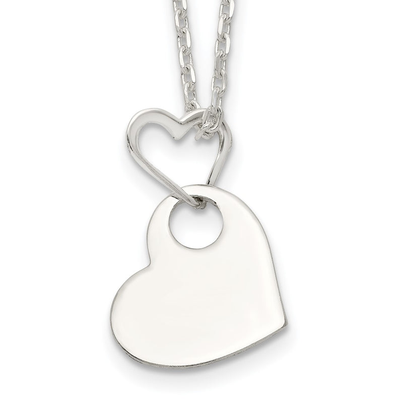 Sterling Silver Open Heart Holding A Dangle 16 Inch Necklace