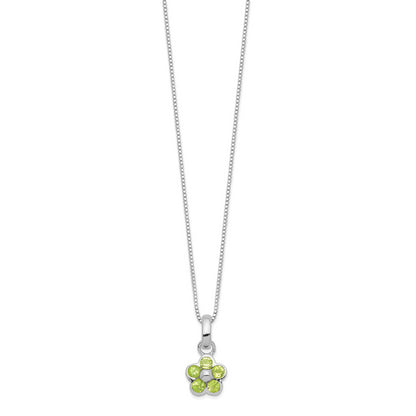Sterling Silver Peridot Flower Pendant Necklace
