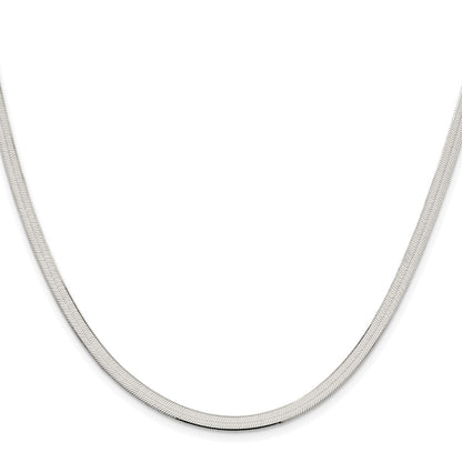 Sterling Silver Rhodium-Plated 3.5mm Magic Herringbone Chain