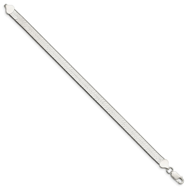 8 Inch Sterling Silver 7.3mm Magic Herringbone Chain Bracelet