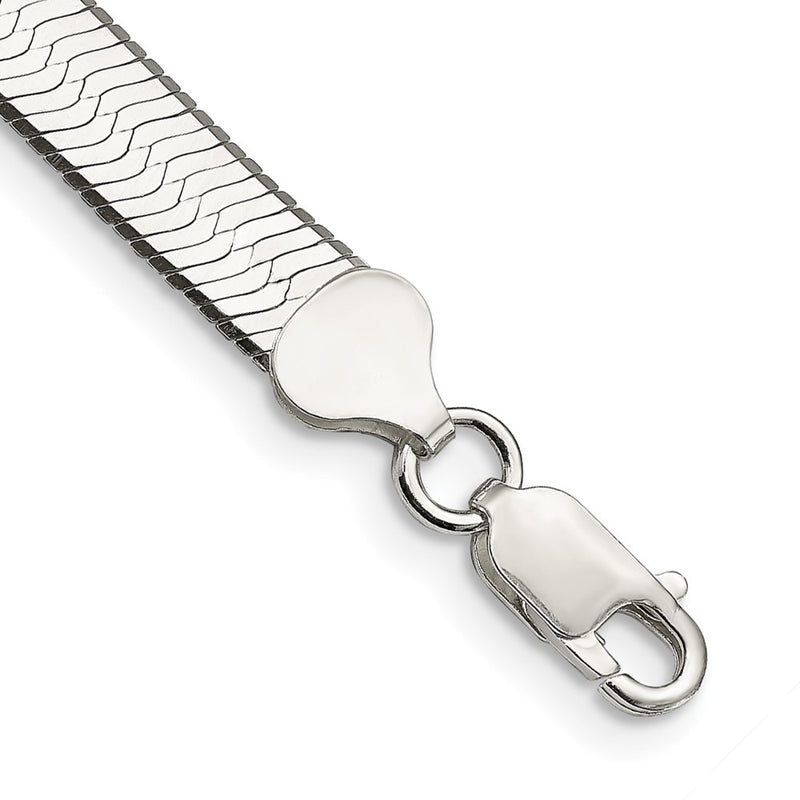 8 Inch Sterling Silver 7.3mm Magic Herringbone Chain Bracelet