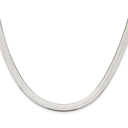 Sterling Silver Rhodium-Plated 7.3mm Magic Herringbone Chain