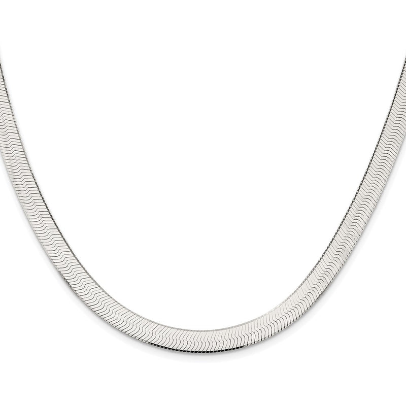 Sterling Silver Rhodium-Plated 7.3mm Magic Herringbone Chain